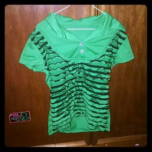 Green ruffled blouse